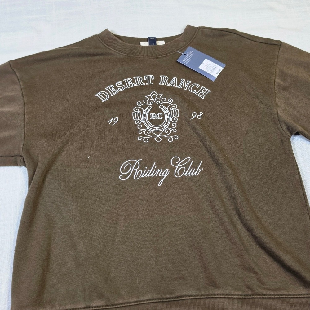 Universal Thread Desert Ranch Riding Club Brown Graphic Sweatshirt Small NEW